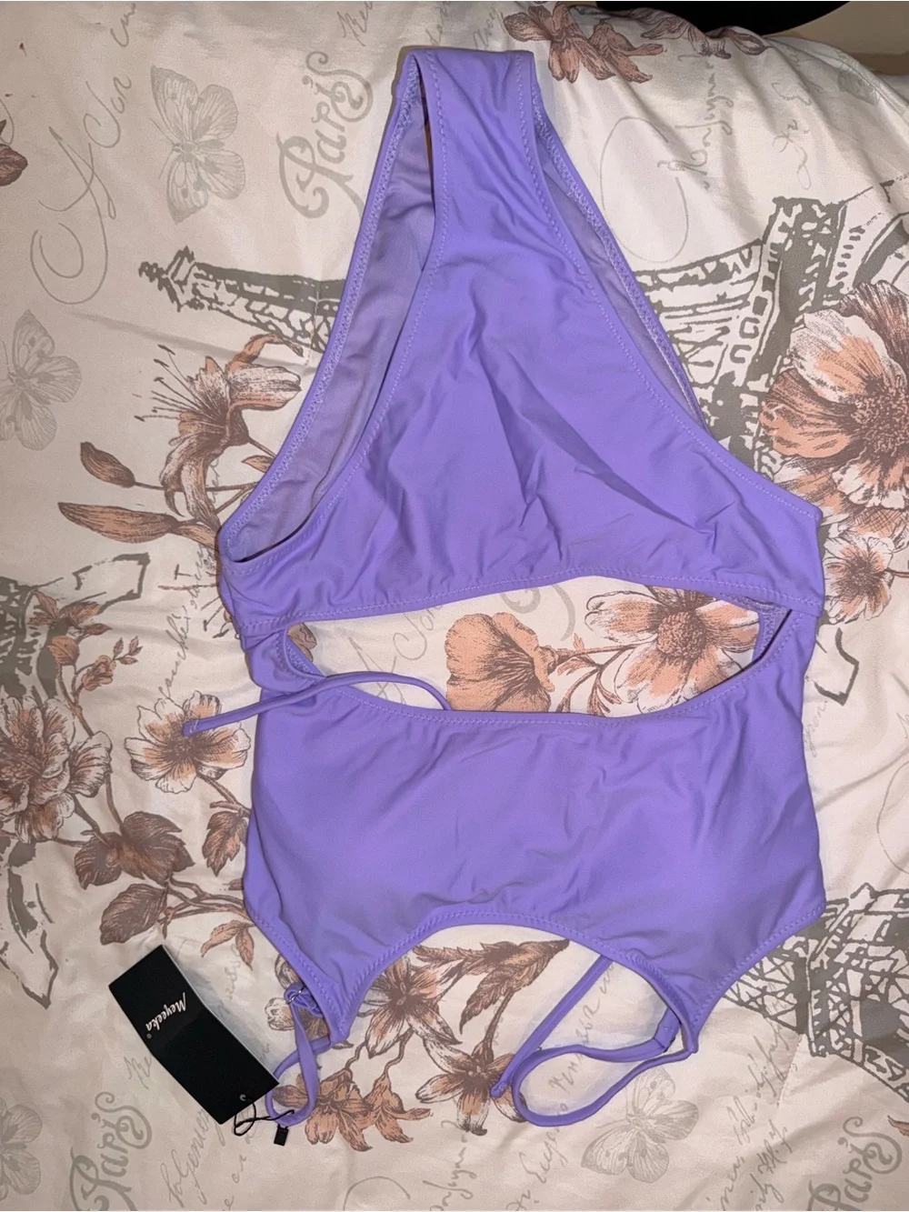 NWT Meyeeka Purple Cutout Lace-Up One Piece Swimsuit – Size Medium